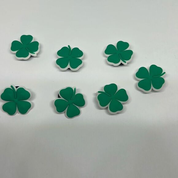 7-Piece Shamrock Shoe Charms Set – Lucky Clover Accessories for Clog & Sandal Sh - Picture 1 of 1